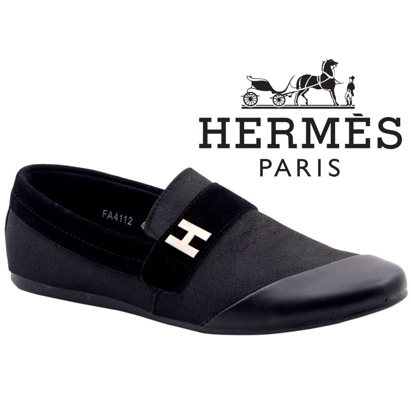 Men's Footwear : Hermes Paris Men Black Shoes H6