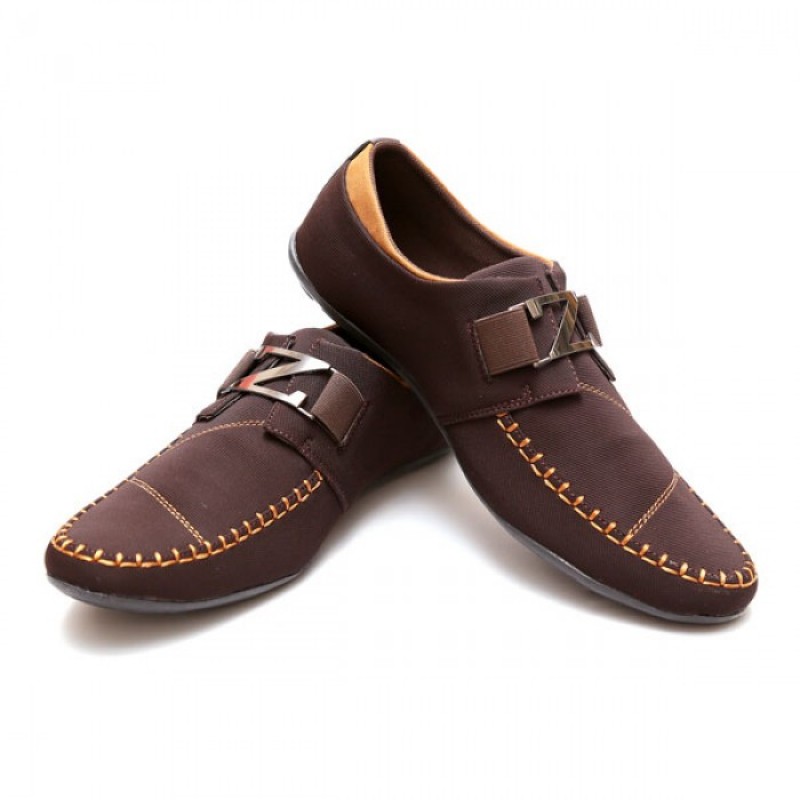 Men's Footwear : Zara Choco Brown Stitched Stylish Design Loafers Z9